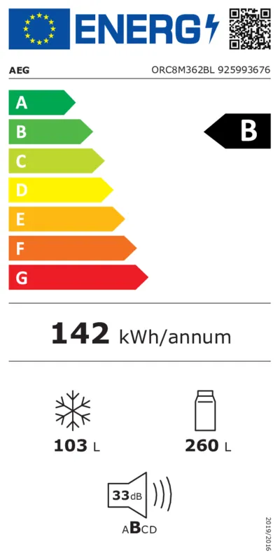 AEG ORC8M362BL energielabel