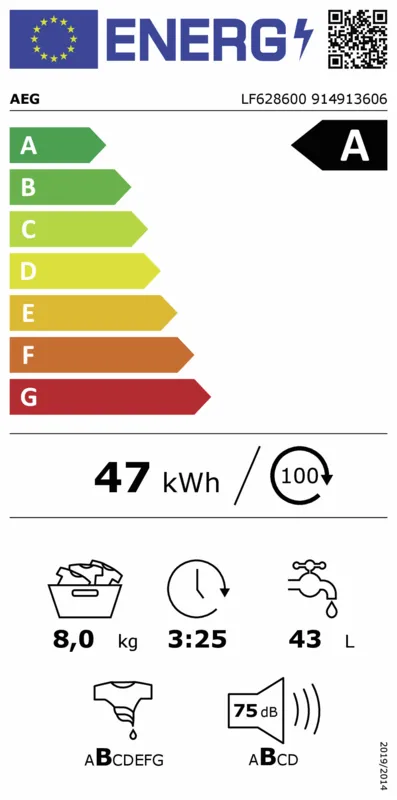 AEG LF628600 energielabel