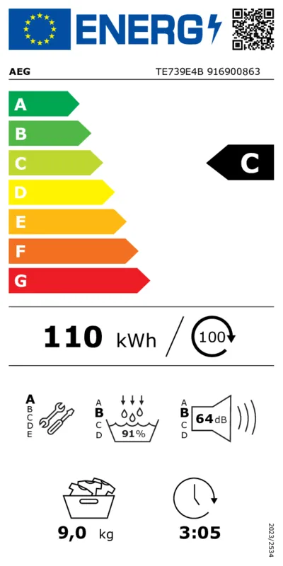 AEG TE739E4B energielabel