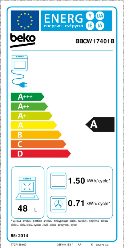 Beko BBCW17401B energielabel