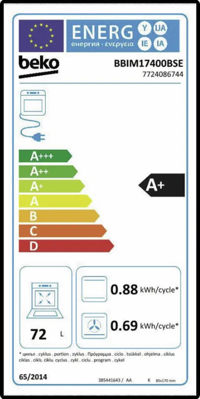 Beko BBIM17400BSE energielabel