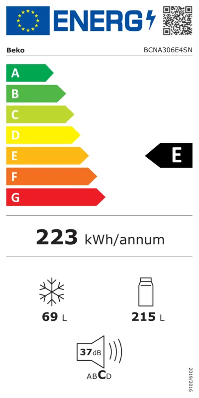 Beko BCNA306E4SN energielabel