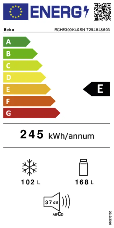 Beko RCHE300K40SN energielabel
