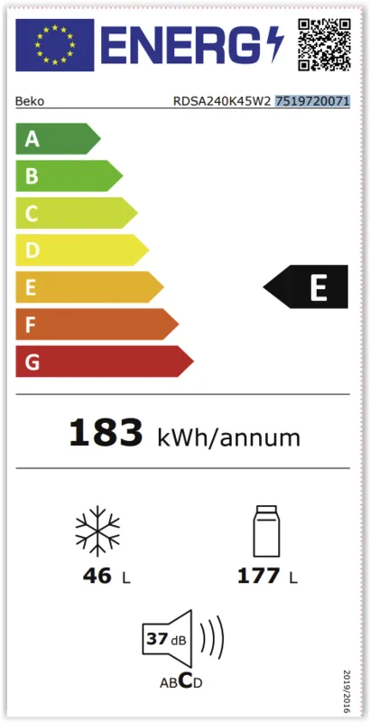 Beko RDSA240K45W2 energielabel