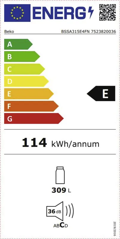Beko BSSA315E4FN energielabel
