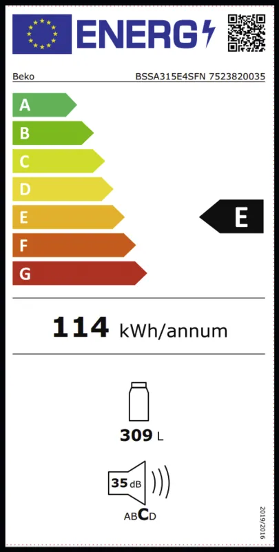 Beko BSSA315E4SFN energielabel