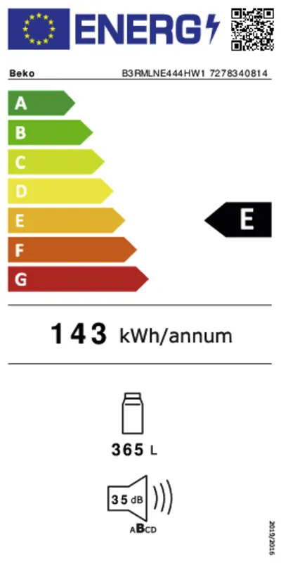 Beko B3RMLNE444HW1 energielabel