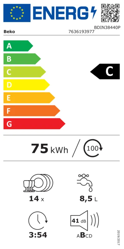Beko BDIN38440P energielabel