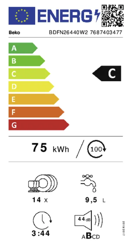 Beko BDFN26440W2 energielabel