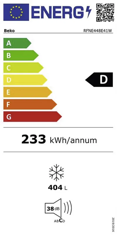 Beko RFNE448E41W energielabel
