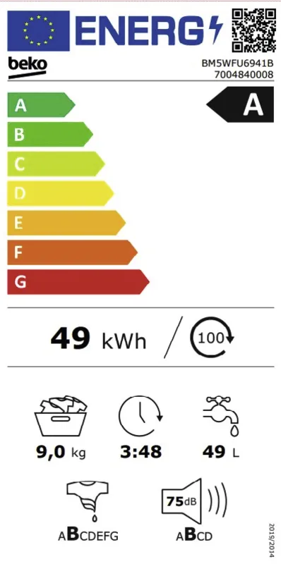 Beko BM5WFU6941B energielabel