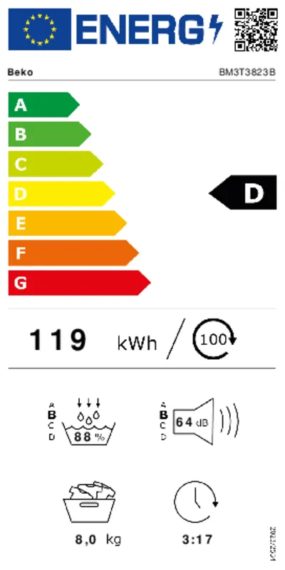 Beko BM3T3823B energielabel
