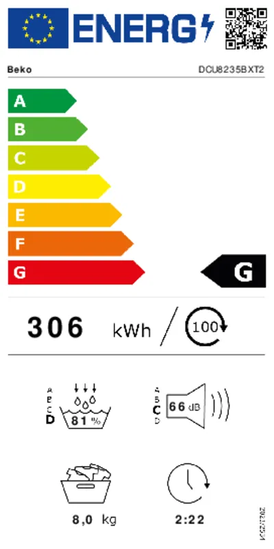 Beko DCU8235BXT2 energielabel