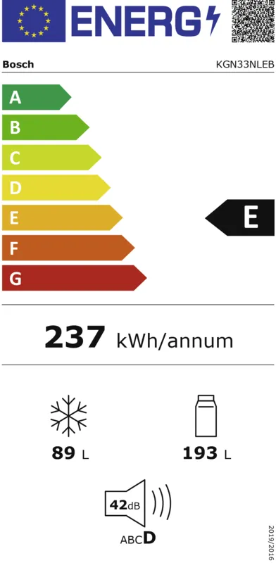 Bosch KGN33NLEB energielabel