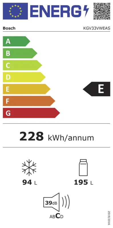 Bosch KGV33VWEAS energielabel