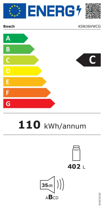 Bosch KSN36VWCG energielabel