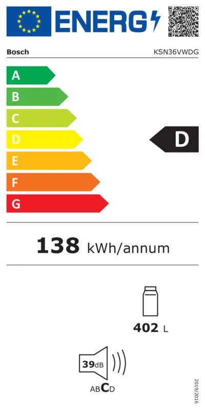 Bosch KSN36VWDG energielabel