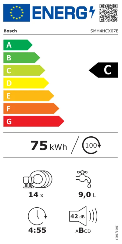 Bosch SMH4HCX07E energielabel