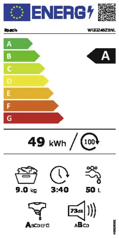 Bosch WGG246Z8NL energielabel