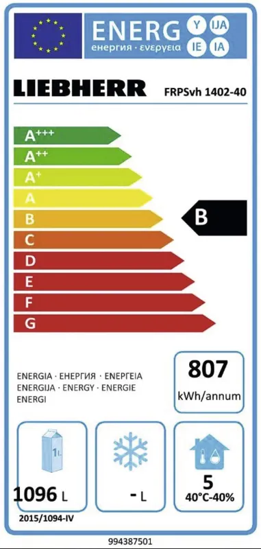 Liebherr FRPSvh 1402-40 energielabel