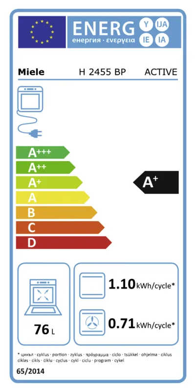 Miele H 2455 BP energielabel