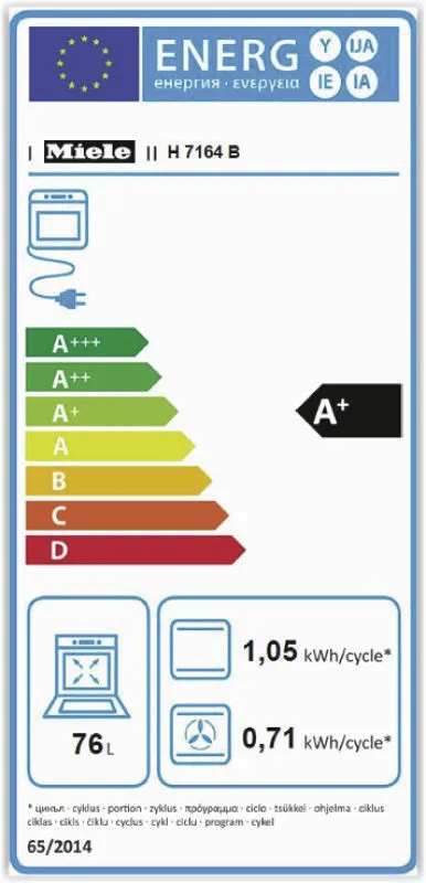 Miele H 7164 B energielabel