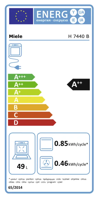 Miele H 7440 B energielabel