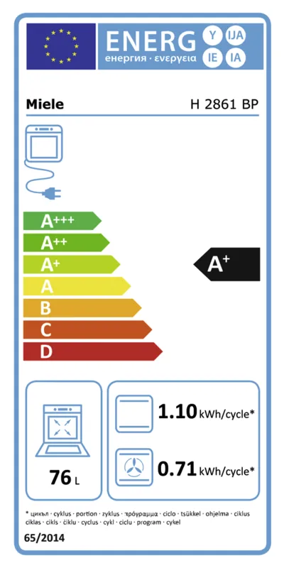 Miele H 2861 BP clst energielabel