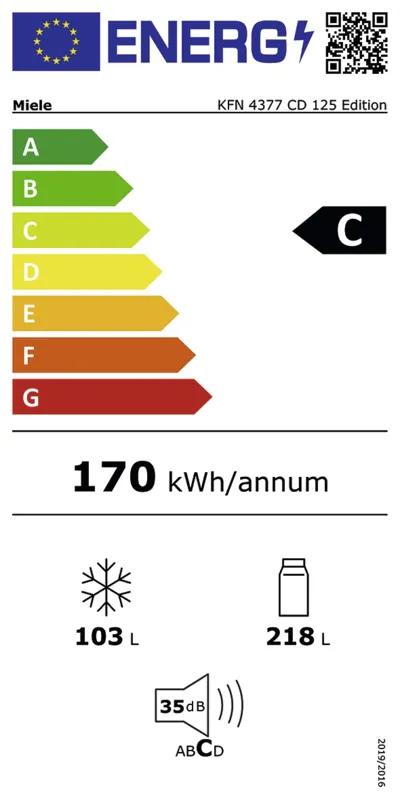 Miele KFN 4377 CD energielabel
