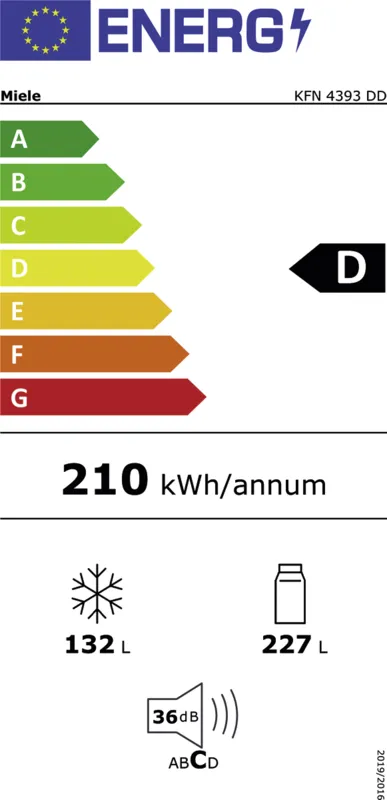 Miele KFN 4393 DD ws energielabel