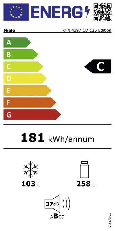 Miele KFN 4397 CD energielabel