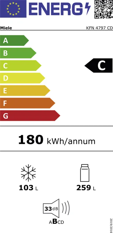 Miele KFN 4797 CD ws energielabel