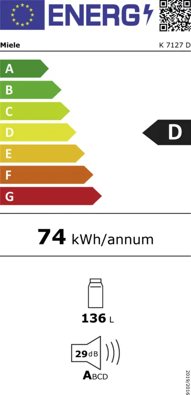 Miele K 7127 D energielabel