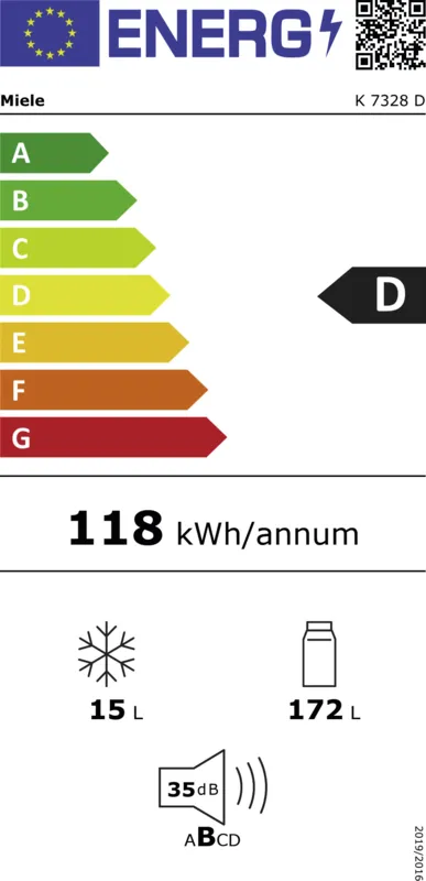 Miele K 7328 D energielabel