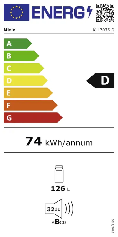 Miele KU 7035 D energielabel