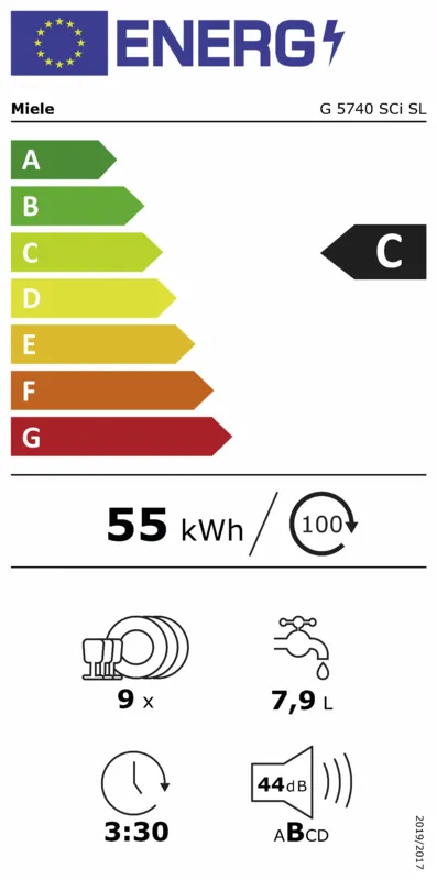 Miele G 5740 SCi brws energielabel