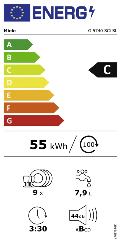 Miele G 5740 SCi clst energielabel