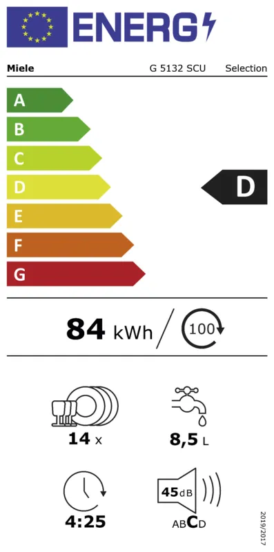 Miele G 5132 SCU clst energielabel