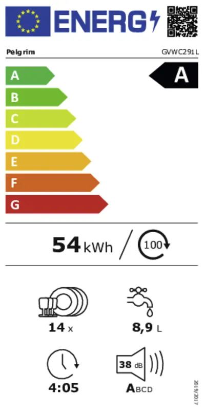 Pelgrim GVWC291L energielabel