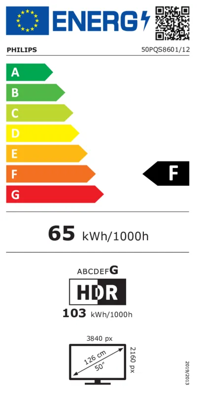 Philips 50PQS8601/12 energielabel