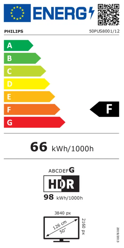 Philips 50PUS8001/12 energielabel