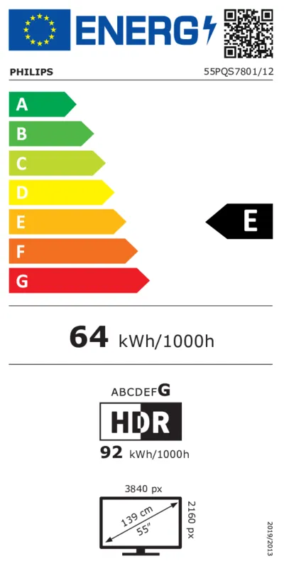 Philips 55PQS7801/12 energielabel