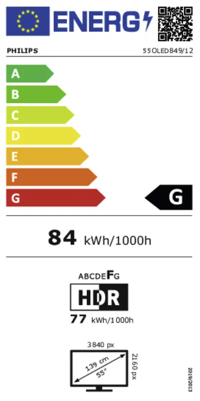Philips 55OLED849/12 energielabel