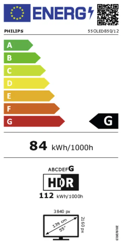 Philips 55OLED850/12 energielabel
