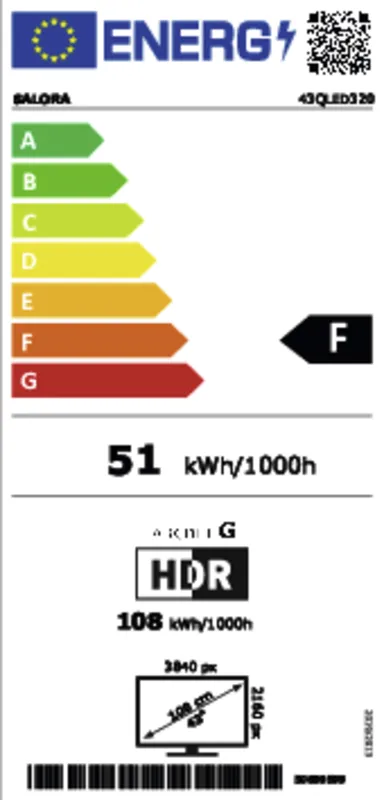 Salora 43QLED320 energielabel