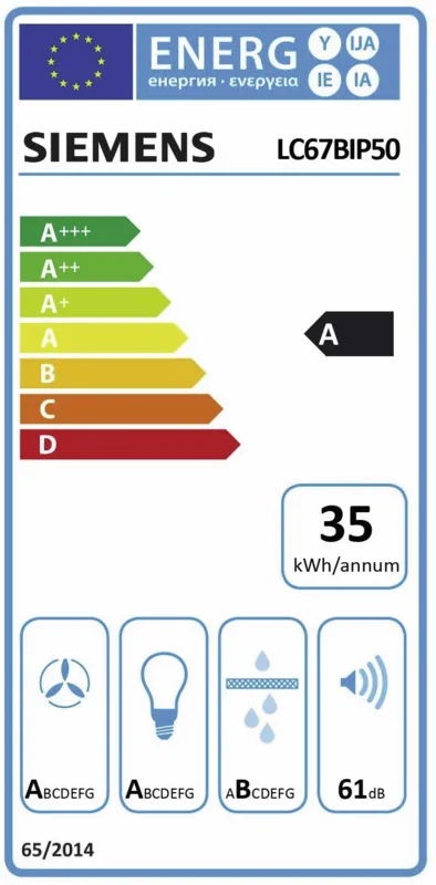Siemens LC67BIP50 energielabel