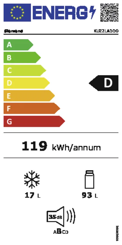 Siemens KU22LADD0 energielabel