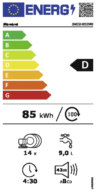 Siemens SN23HI02ME energielabel