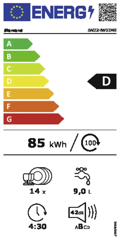 Siemens SN23HW02ME energielabel