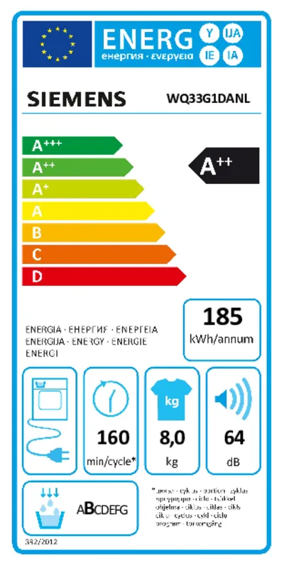 Siemens WQ33G1DANL energielabel